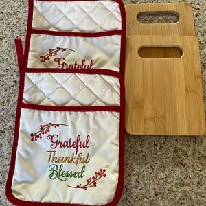 Grateful Thankful Blessed Pot Holders and  Cutting Boards